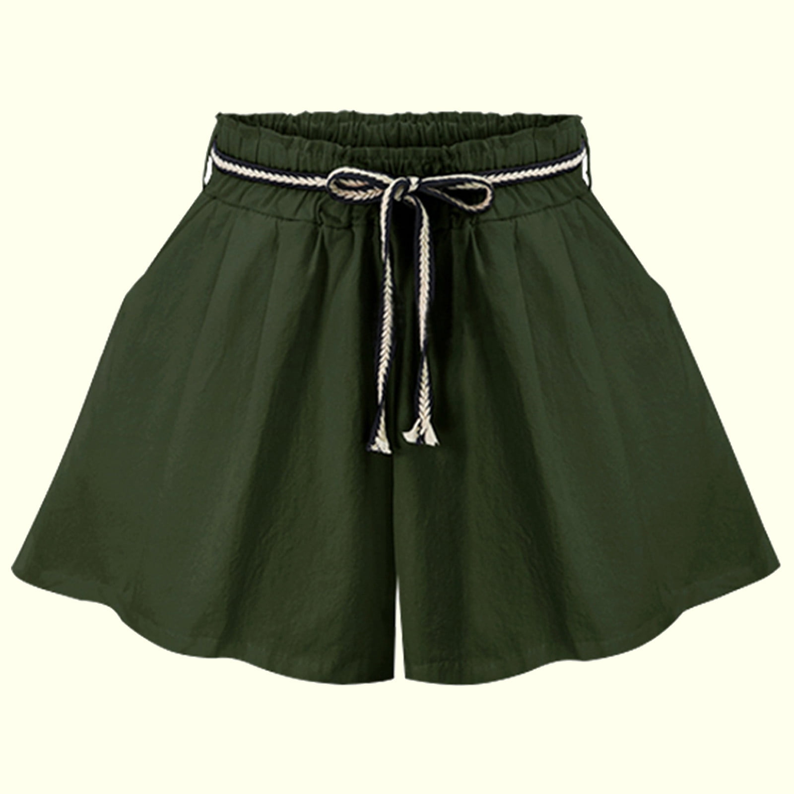 Munlar Army Green Women s Shorts High Waisted Pull On Wide Leg Plus munlar-army-green-women-s-shorts-high-waisted-pull-on-wide-leg-plus