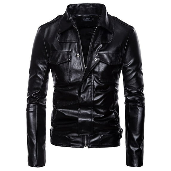 Munlar Biker Jacket- New Foreign Trade Motorcycle Leather Lapel Leather Leather Large Size Casual Mens Coats Winter Clearance Christmas Winter Coat Clearance