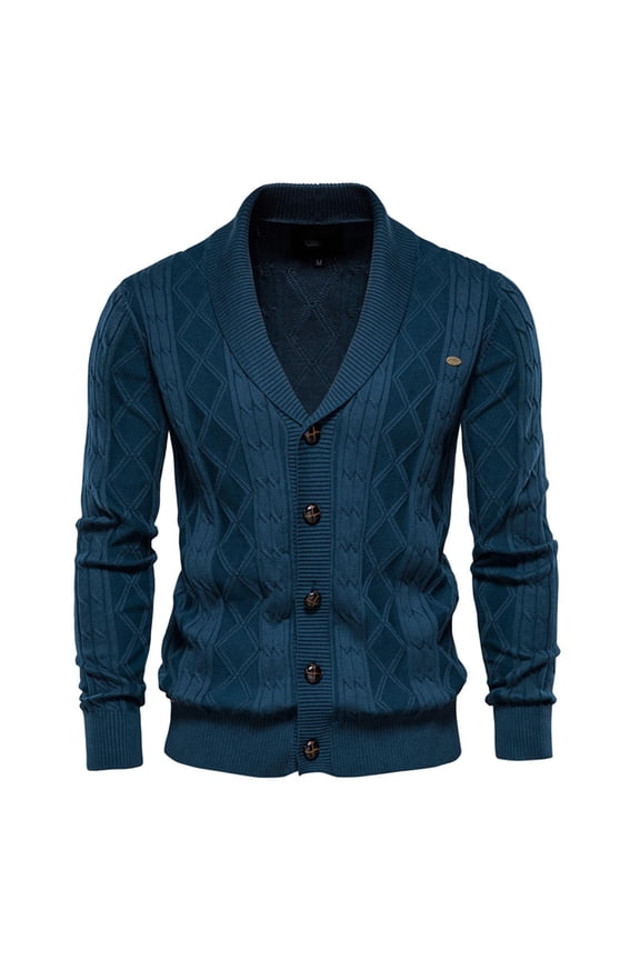 Munlar Black Leather Jacket- Fashion Sweater Cardigan Solid Color Lapel Long-Sleeved Knitted Coats for Men Christmas Winter Coat Clearance