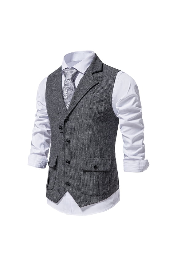 Munlar Black Scrub Jacket- Herringbone Tweed Suit Vest Vintage Lapel Vest Doctor Coat Christmas Winter Coat Clearance
