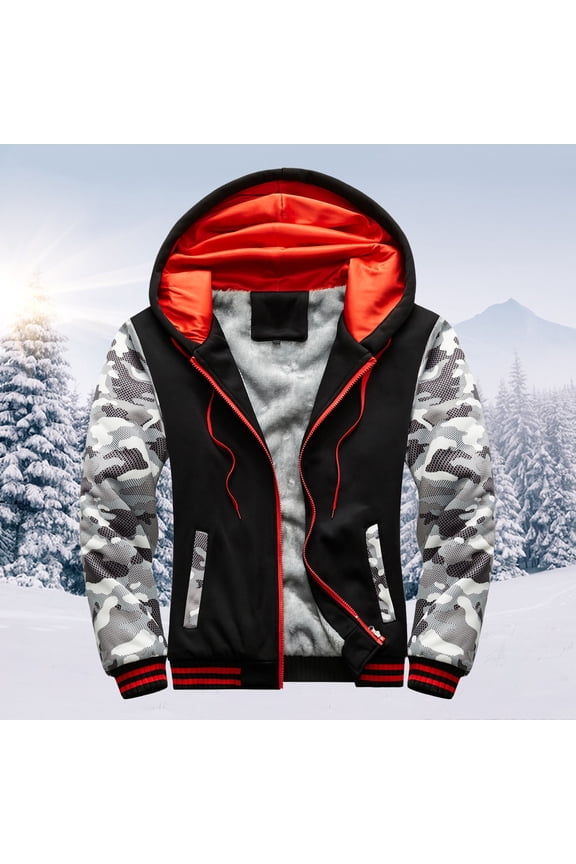 Munlar Black Suit Jacket for Men- Hoodie Winter Warm Villus Zipper Sweater Outwear Camel Coat Christmas Winter Coat Clearance
