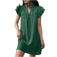 thumbnail image 1 of Munlar Black,White,Green,Multicolor Womens Mini Dress Short Sleeve Loose Fit V Neck Dress Babydoll T Shirt Dress for Women, 1 of 5