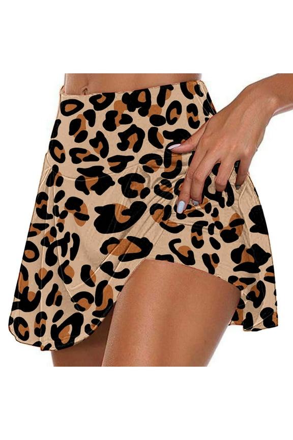 Brown Women's Golf Skorts High Waisted Pull on Shorts Fitness Summer Casual Skorts for Women