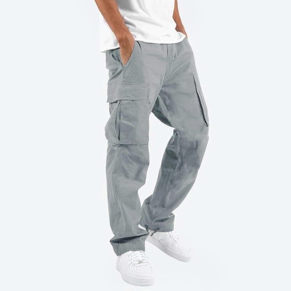 Munlar Cargo Pants For Men,Men Solid Casual Multiple Pockets Outdoor Straight Type Fitness Pants Cargo Pants Trousers