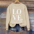 thumbnail image 1 of Munlar Crew Neck Soft Sweatshirts for Women Khaki Long Sleeve Tops Fashion Sweatshirt Loose Love Shirts XL, 1 of 4