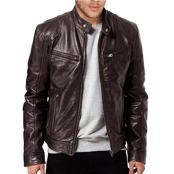 Munlar Faux Leather Jacket- Casual Winter Warm Thickening Outwear Men Coat Christmas Winter Coat Clearance