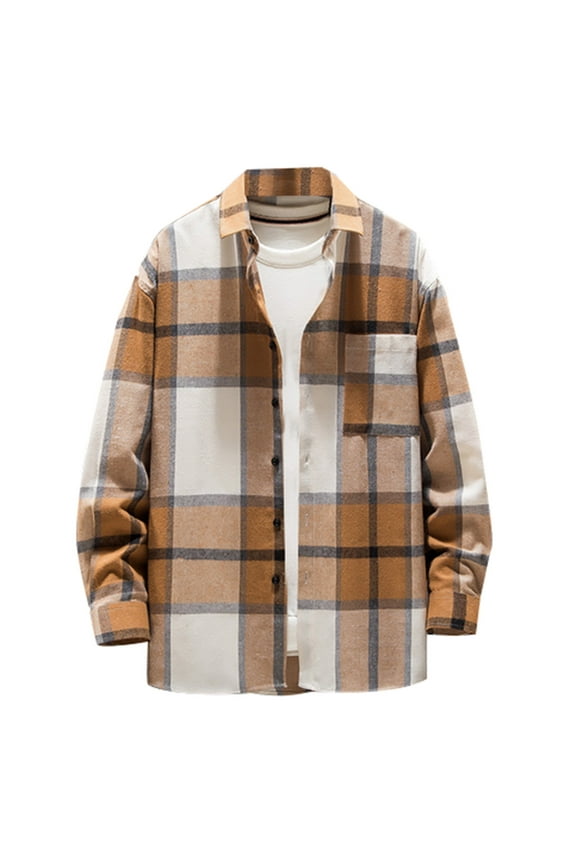 Munlar Fleece Jacket- Single-breasted Casual Plaid Woolen Plus Size Coat Christmas Winter Coat Clearance
