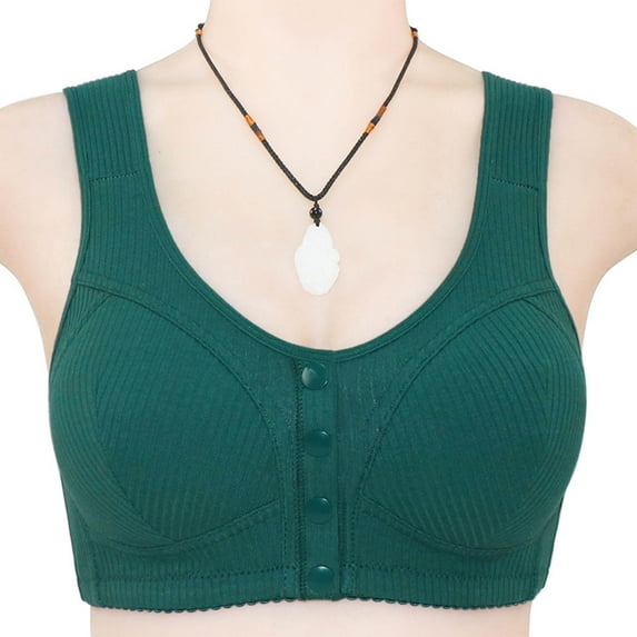 Munlar Front Closure Womens Bras Push Up Plus Size No Wire Green Full Figure Bras for Women