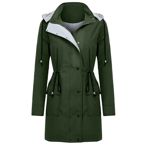 Munlar Girls Rain Jacket-Solid Rain Outdoor Plus Size Waterproof Hooded Windproof Loose Raincoat Clearance