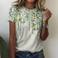 thumbnail image 1 of Munlar Womens Loose Crew Neck Basic Tops Green Short Sleeve Blouse Floral Print Casual T-Shirt, 1 of 5