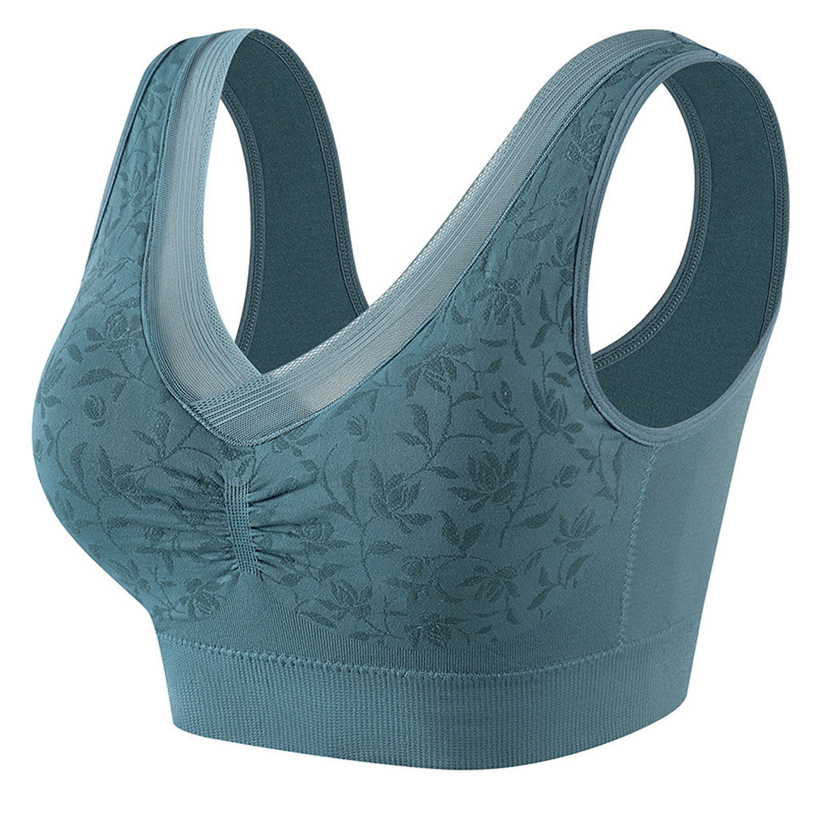 Munlar High Impact Support Sports Bras for Women Plus Size Wireless Halter Sports Bra Army Green