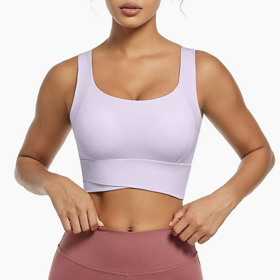 Munlar High Support Women's Longline Sports Bras Supportive No Wire Purple Bras XL