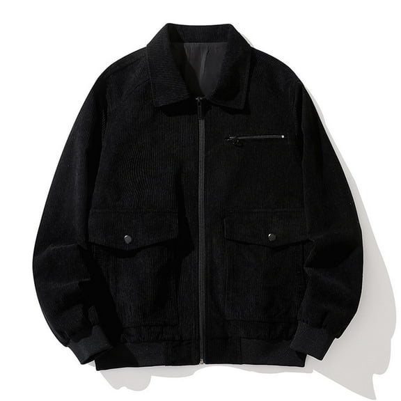 OKBOP Fashion Casual Coat Long Corduroy Lapel Coat For Men Long Sleeve Hoodless Casual Outwear & Jackets