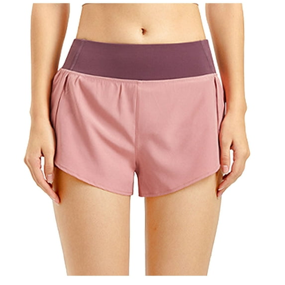 Munlar Light Workout Shorts for Women Fitness Pink Mid Rise Pull on Loose Solid Plus Size Shorts