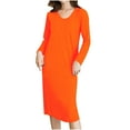 thumbnail image 1 of Munlar Lightweigh Nightgowns for Womens Long Sleeve Sleepwear Long Orange Crew Neck Sleep Dresses XL, 1 of 3