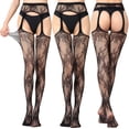 thumbnail image 1 of Munlar Lingerie For Women,Womens Underwear,Women Sexy Lace Mesh Lingerie Net Lace Top Garter Belt Thigh Stocking Pantyhose, 1 of 1