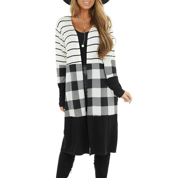 Munlar Long Sleeve Womens Dress Coat Plaid Cardigan Christmas Winter Coat for Women