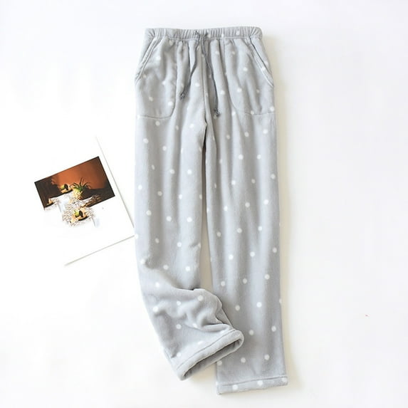 Munlar Loose Fit Womens Fleece Leggings Gray Mid Waist with Pockets Pajama Pants for Women