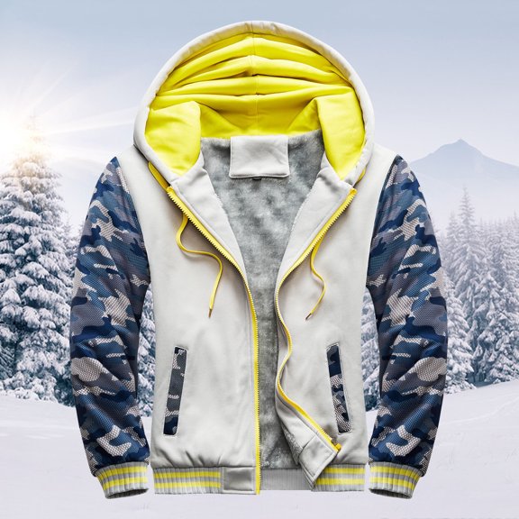 Munlar Men'S Leather & Faux Leather Jackets & Coats- Hoodie Winter Warm Villus Zipper Sweater Outwear Men'S Fleece Jackets & Coats Christmas Winter Coat Clearance