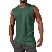 Munlar Men's Dry Fit Workout Tank Tops Casual Sleeveless Army Green Muscle Shirts Round Neck Solid Tops for Men XXL