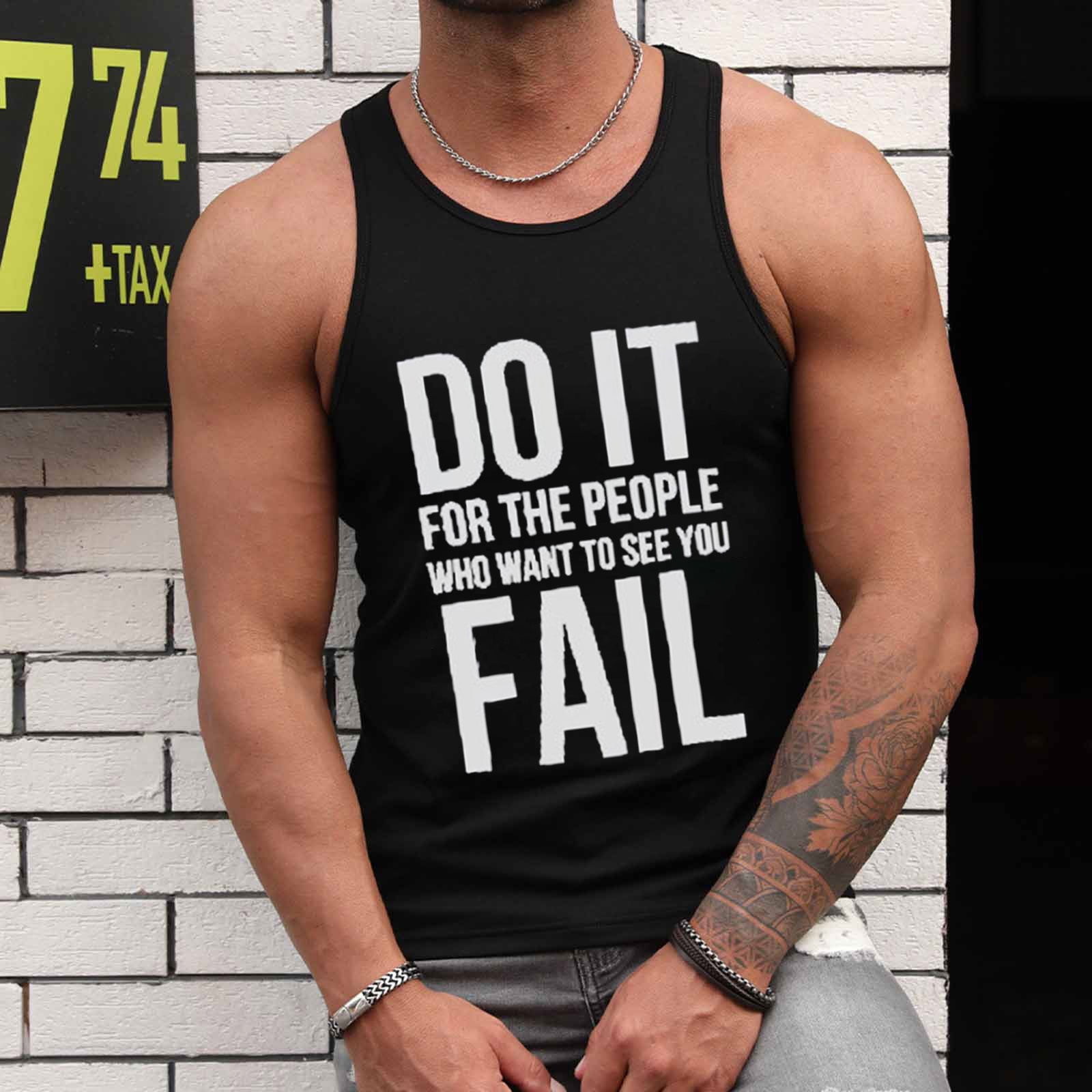 Munlar Men's Fitness Graphic Tank Tops for Men Casual White Sleeveless ...