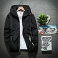 thumbnail image 1 of Munlar Mens Peacoat Jacket- Casual Pure Color Plus Size Hoodie Reflective Zipper Outdoor Sport Fall Coats Christmas Winter Coat Clearance, 1 of 1