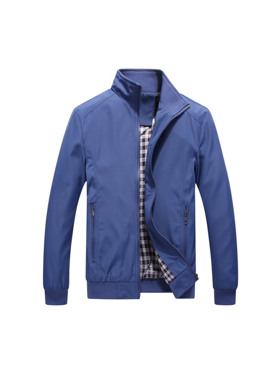 Munlar Mens Rain Jacket- Zipper Pocket Ribbed Hem Non-hooded Sports Solid Leopard Coat Christmas Winter Coat Clearance