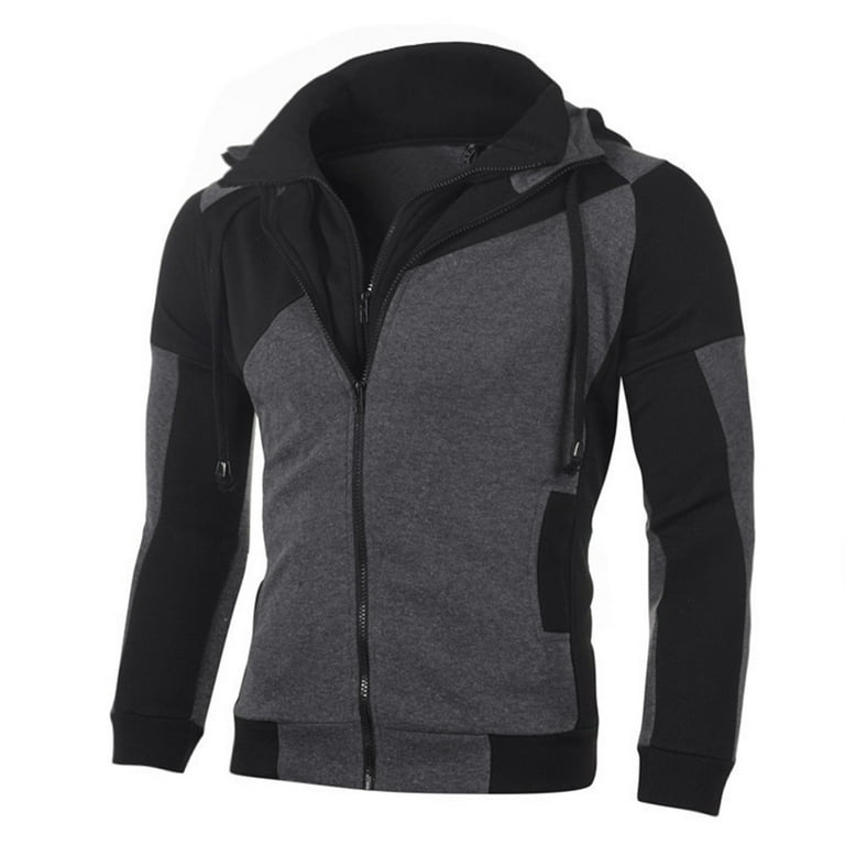 Munlar Mens Work Jacket Autumn Fashion Color Matching Splicing