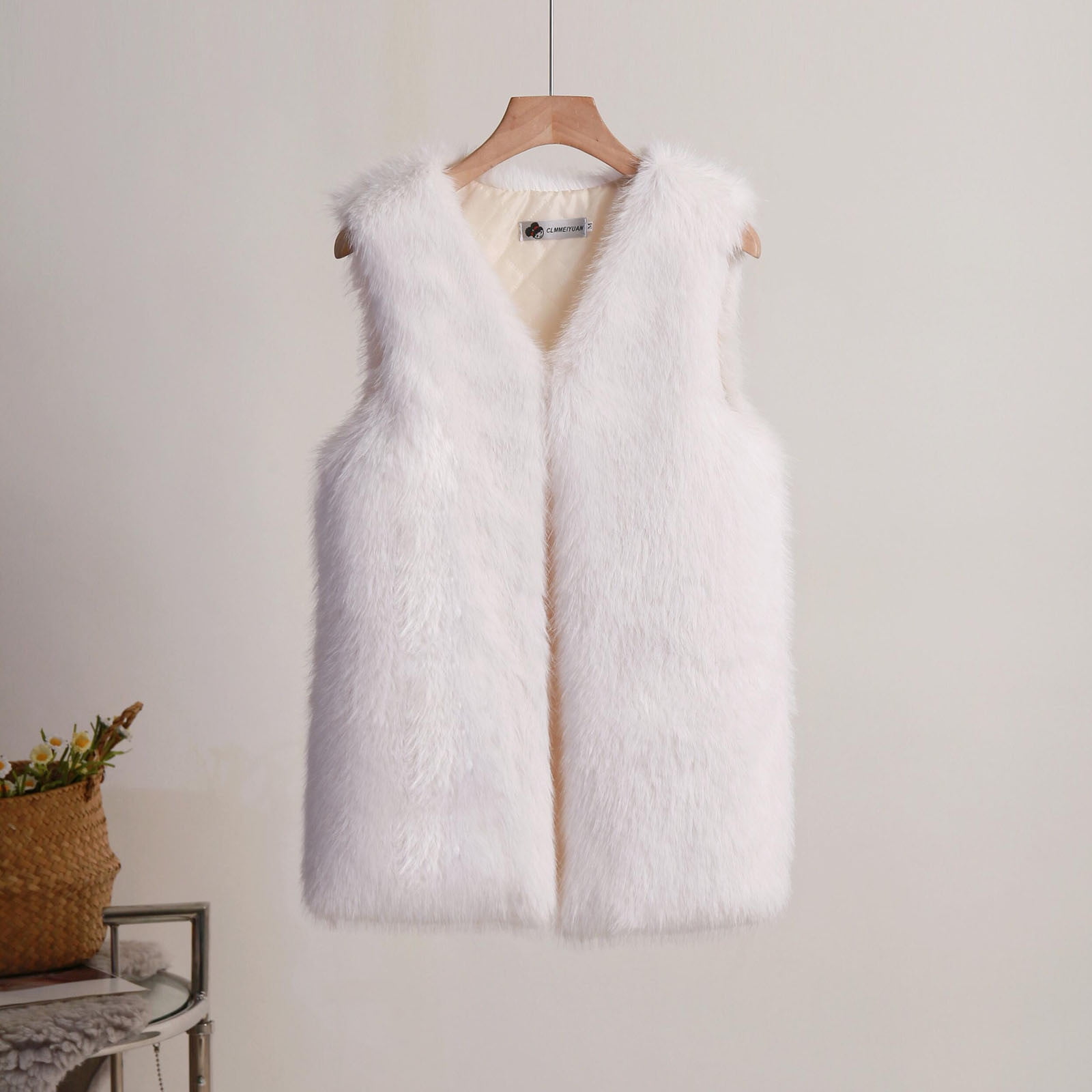 Munlar Miles Morales Jacket Fashion Medium Length Faux Fur Vest Warm Vest Faux Furs Coats for Women Clearance