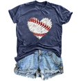 thumbnail image 1 of Munlar Navy Tops for Women Y2k Spring 2025 Crew Neck Baseball Short Sleeve Graphic Tees L, 1 of 2