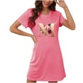 thumbnail image 1 of Munlar Nightgowns for Womens Summer Short Sleeve Sleepwear Valentines Day Hot Pink Crew Neck Short Sleep Dresses S, 1 of 2