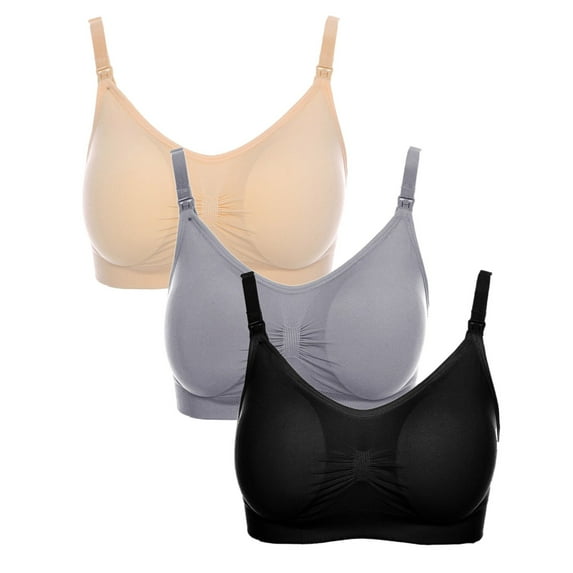 Munlar Nursing Bras,Womens Breastfeeding Bra,3PCS Pregnant Women's Plain Color Bra Maternity Nursing Bras Vest Tops