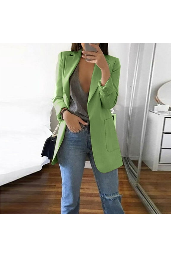 Munlar Orange Jacket-Solid Long Sleeve Office Cardigans Suit Longs Chefs Coat Clearance