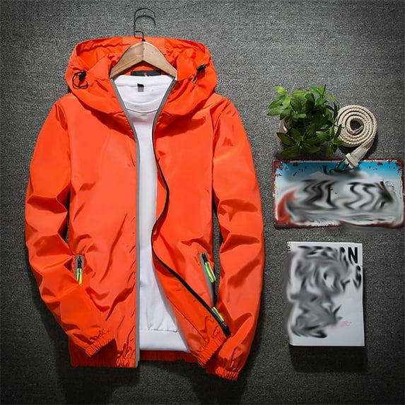 Munlar Pink Jacket- Casual Pure Color Plus Size Hoodie Reflective Zipper Outdoor Sport Rain Coats Christmas Winter Coat Clearance