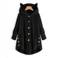 thumbnail image 1 of Munlar Pink Jacket-Keep Warm Button Down Cardigan Hoodies Cat Ears Irregular Plush Solid Hoodeds Womens Winter Coats With Hood Clearance, 1 of 4