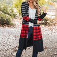 thumbnail image 1 of Munlar Plaid Cardigan Sweater Coats for Women Long Sleeve Christmas Winter Coat for Women, 1 of 9
