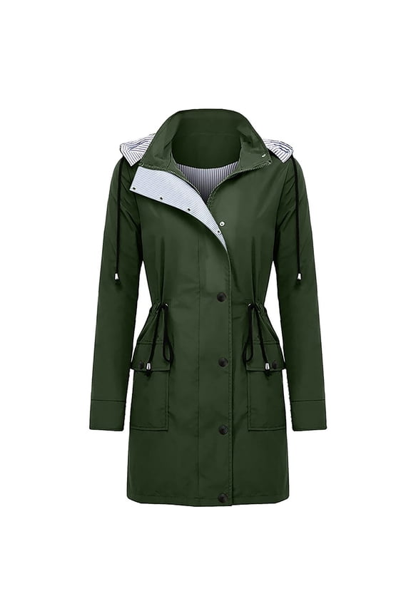 Munlar Plus Size Jackets for Women-Solid Rain Outdoor Plus Size Waterproof Hooded Windproof Loose Plus Size Coats for Women Clearance