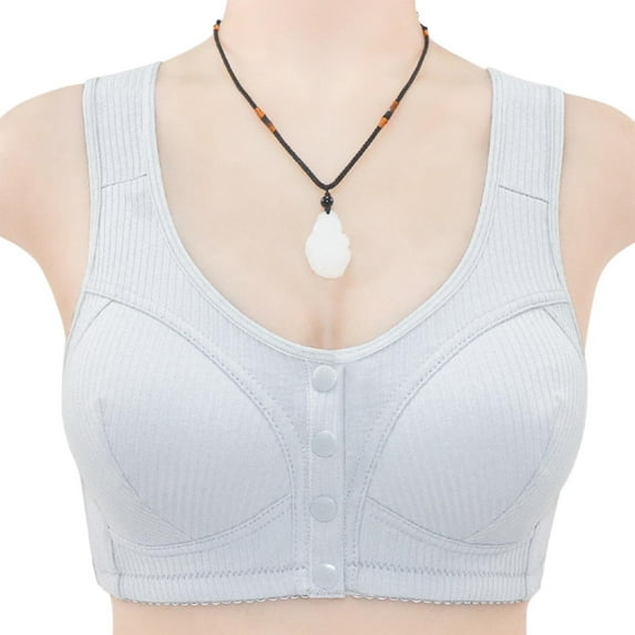 Munlar Plus Size Womens Bras Front Closure Push Up No Wire Light Blue Full Figure Bras for Women