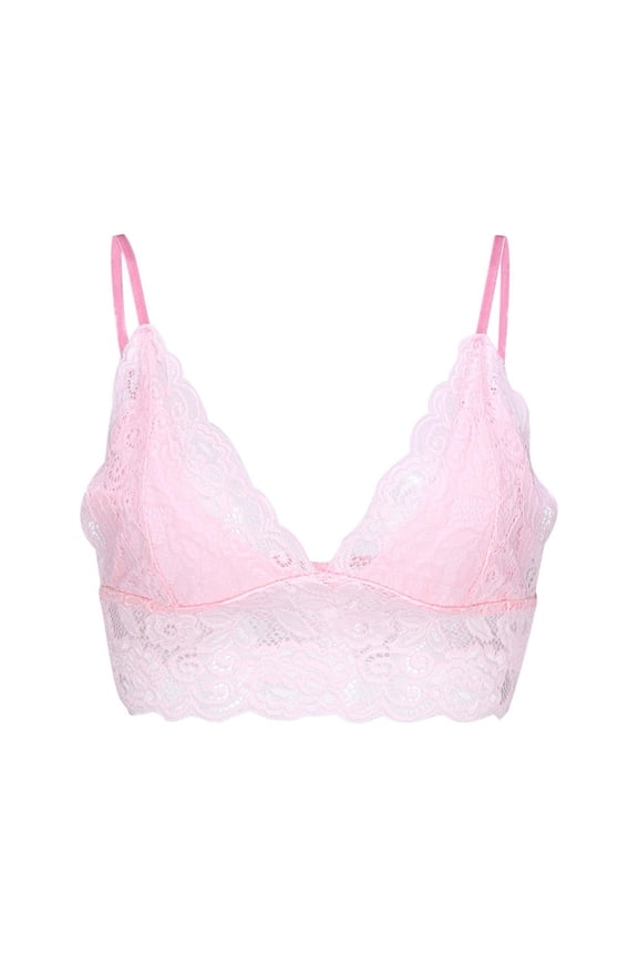 Push-Up Women's Bra Lace Wire-Free Sexy Underwear Pink Bra Xl