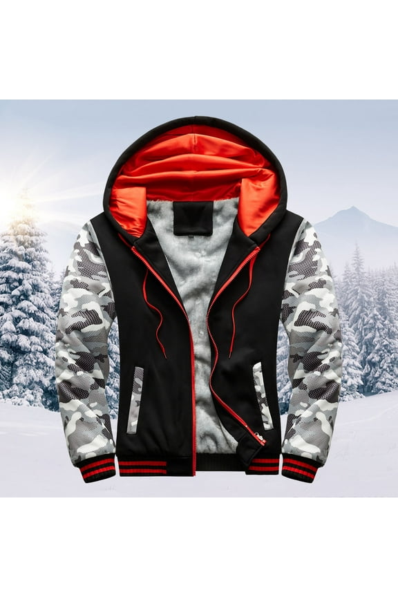 Munlar Rain Jacket Men- Hoodie Winter Warm Villus Zipper Sweater Outwear Petty Coat Adult Christmas Winter Coat Clearance