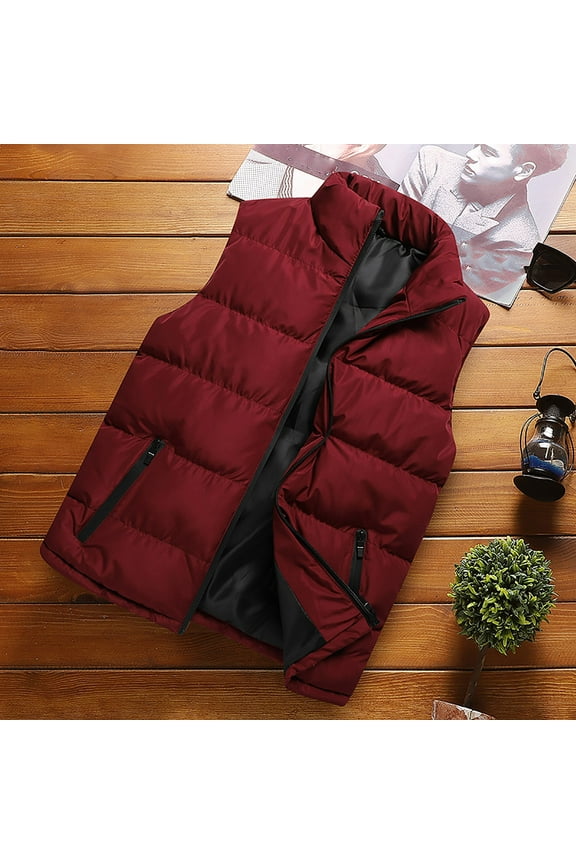 Munlar Rapper Jacket-Fashion Solid Stand Collar Sleeveless Cardigan Outerwear Padded Petty Coat Adult Christmas Winter Coat Clearance