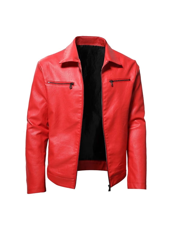 Red Leather Jacket- Fashion Autumn Leather Casual Boys' Suits & Sport Coats Christmas Winter Coat Clearance