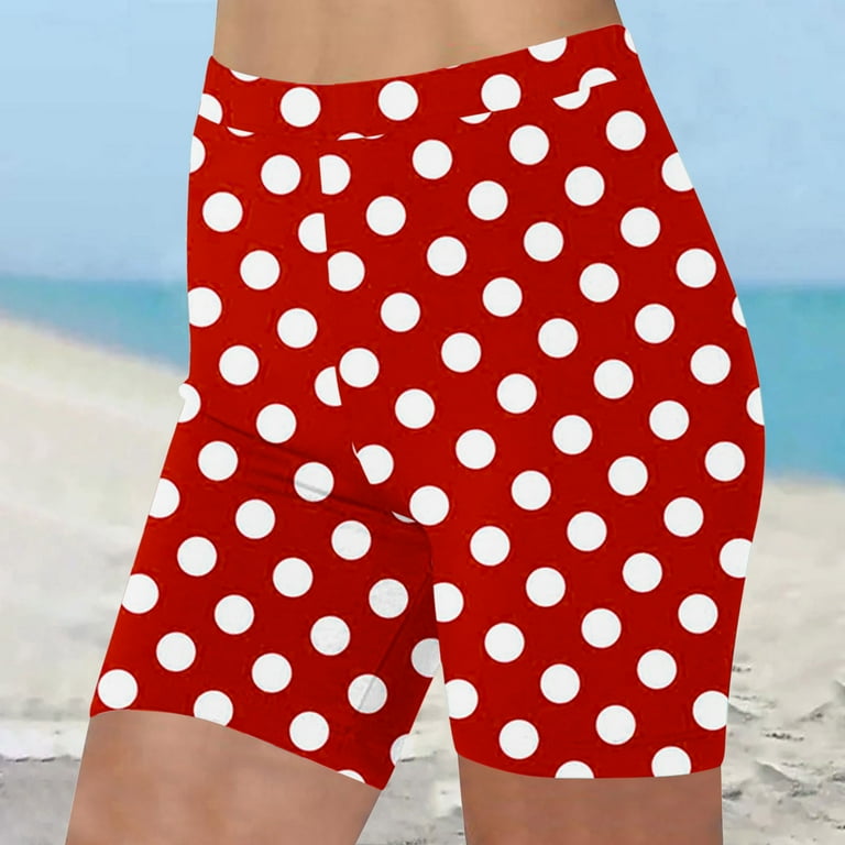 Red high waisted biker shorts deals