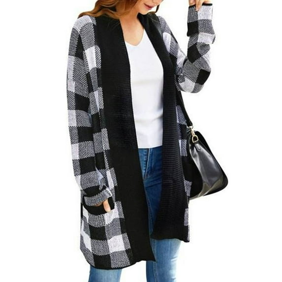Munlar Running Jackets for Women-Plaid Cardigan Loose Color Contrast Sweater Womens Rain Coat Clearance