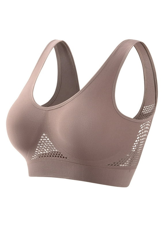 Seamless Sports Bras for Women Supportive No Wire High Impact Coffee Plus Size Bras XXL