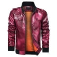 thumbnail image 1 of Munlar Sequin Jacket- Fashion Pure Color Zipper Stand Collar Imitation Leather Lab Coat Men Christmas Winter Coat Clearance, 1 of 8