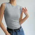 thumbnail image 1 of Munlar Silver Muscle Tank Tops for Women Graphic Crew Neck Sleeveless Solid Color Basic Shirts, 1 of 3