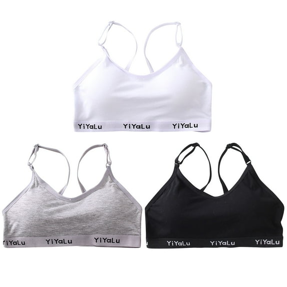 Munlar Sports Bras,Everyday Bras For Women,Girls Solid Color Racerback Letter Print Sport Training Bra Underwear 3 Pack