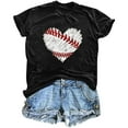 thumbnail image 1 of Munlar Spring Graphic Tees Women Black Casual 2025 Baseball Short Sleeve Crew Neck Tops S, 1 of 2