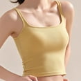 thumbnail image 1 of Munlar Summer Tops for Women 2025 Ribbed Crop Yellow Camisole Sleeveless Solid Color Square Neck Spaghetti Straps Slim Tee, 1 of 6